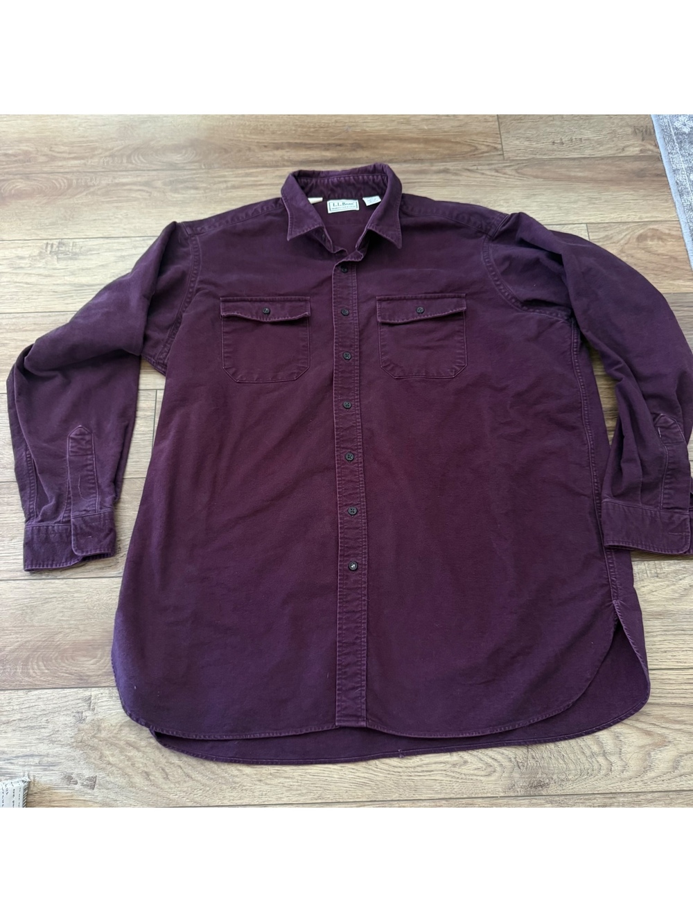 Vtg LL Bean Chamois Cloth Shirt XXL Tall USA Plum Burgundy